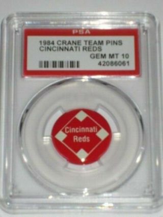 Ultra Rare Psa 10 1984 Crane Potato Chips Team Baseball Pins / Cincinnati Reds