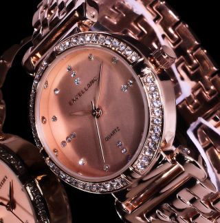 Excellanc Uhr Damenuhr Armbanduhr Rose Gold Farben Metall Strass Ba1
