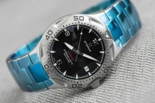 Eterna Monterey Swiss Automatic Dive Watch,  Black Dial,  Sapphire,  Bracelet,