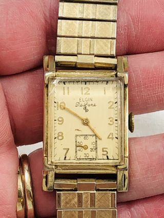 Vintage Elgin Deluxe 10k Gold Filled 15 Jewels Mens Watch Ticks & Runs