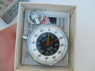 Vintage Racing Stopwatch Heuer Trackstar Chronometre 7 Jewels Heuer Box