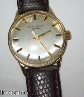 Vintage Solid 14k Gold Girard Perregaux Seahawk Wrist Watch Mens 33mm