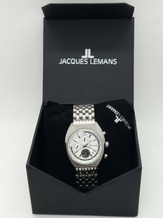 Jacques Lemans Herren Armbanduhr 45mm Mit Krone 5 Monate Alt Armbandlänge 17cm