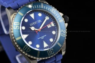 Invicta 44mm Pro Diver Blue Dial And Gunmetal Case Blue Silicone Strap Watch