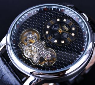 Tourbillon Automatic Mechanical Wrist Watch Luxury Men Skeleton Dial Wristwatch
