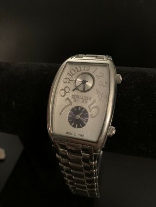 Men’s Gruen Swiss Dual Time Watch Chronograph Stainless Steel