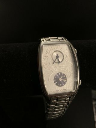 Men’s Gruen Swiss Dual Time Watch Chronograph Stainless Steel 2