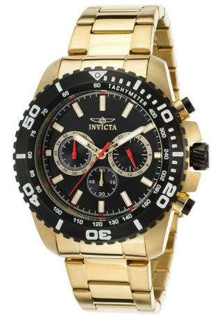 Invicta 19846 Mens Russian Pro Diver Chronograph Black/gold Quartz Watch