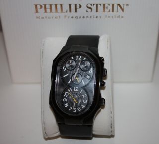 Philip Stein Signature Chronograph Black Pvd Steel Quartz Mens Watch 3b - Nby - Rb