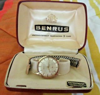 Vintage Benrus Shock Absorber Swiss Wind Up Watch W/box