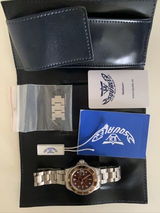 Squale 1545 20 Atmos 40mm Root Beer 200 Meter Automatic Diver Watch Brown Gold