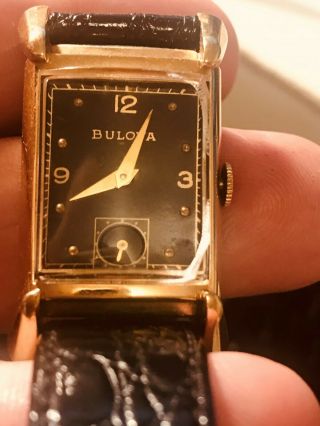 Bulova 14k Solid Gold Art Deco Gents Vintage 1946 Watch