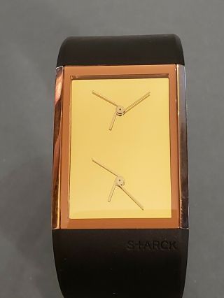 Philippe Starck By Fossil Watch Ph5025 Black Silicon Band Rose Gold Face