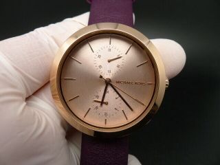 Old Stock Michael Kors Garner Mk2575 Rose Gold Leather Strap Quartz Watch