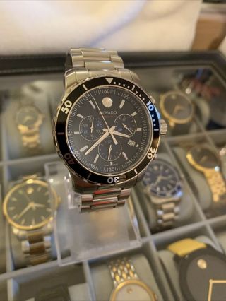 Movado 800 Series Chronograph Black Dial Men’s Watch 2600142 Retail $1295