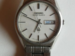 Seiko Grand Quartz 4843 - 8110 Day Date Vintage Stainless Steel Quartz Mens Watch