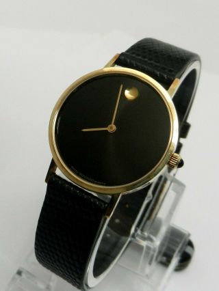 Movado Museum Zenith Swiss Vintage Unisex Small 30mm Solid 14k Gold Mens Watch