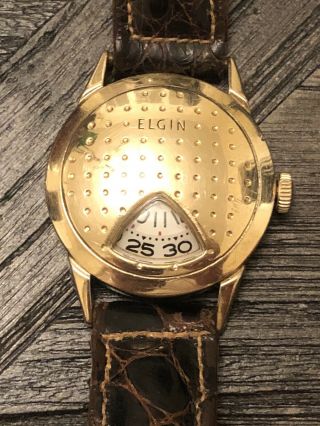 Vintage Elgin Golf Ball Jump Hour Watch Direct Read 1950s 17 Jewel 10k Rgf Gold