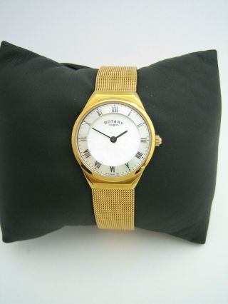 Rotary Womens Ultra Slim Watch Lb02612/41 Gold Stainless Steel Mesh