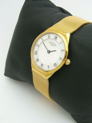 ROTARY WOMENS ULTRA SLIM WATCH LB02612/41 GOLD STAINLESS STEEL MESH 3