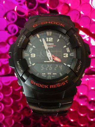 Nwot Casio G - Shock G100 - 1bv Men Black With Red Trim Sports Wrist Watch