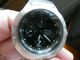 Seiko Chronograph Wrist Watch For Men (black Strap) Automatic