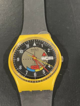 Swatch Watch 1985 Yamaha Racer Gj700 With Case Vintage
