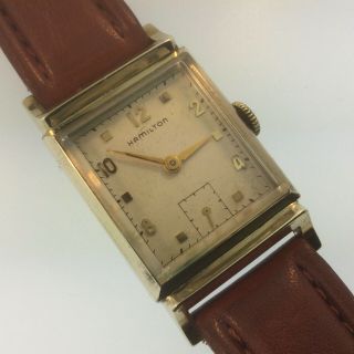 Vtg 50s Hamilton “franklin’ 10k Gold - Filled Watch - 1 Year Only - Runs Well