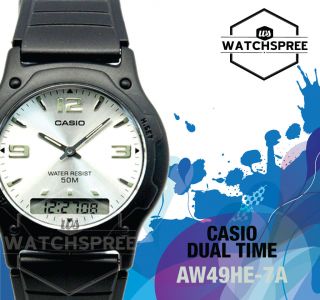 Casio Analog Digital Dual Time Watch Aw49he - 7a