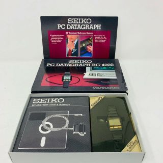 Seiko Rc - 4000 Pc Datagraph Vintage Computer Watch Set In Open Box