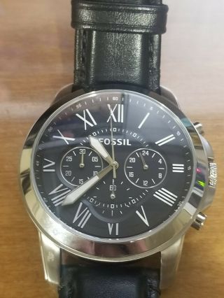 Fossil Grant Chronograph Black Leather Mens Watch Fs4812ie