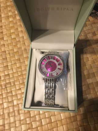 Judith Ripka Pink Face Stainless Steel Watch