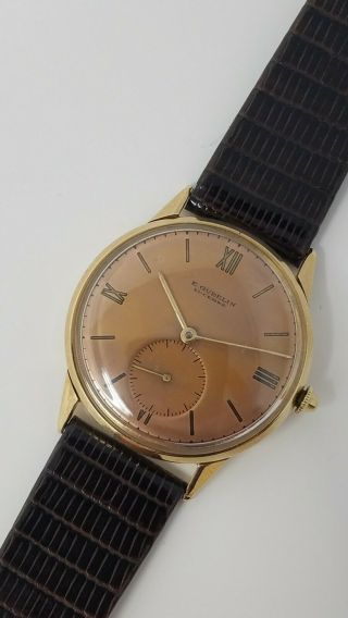 Vintage E.  Gübelin Solid 14k Rose Gold Watch Movado Cal.  75 Keeping Time Gubelin