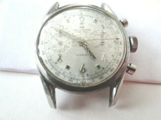 Vintage Wakmann 17 Jewels Incabloc Two Register Chronograph Watch Swiss Made