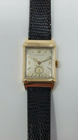 Vintage Longines 14k Solid Gold Art Deco Mens Top Hat Tank Watch Keeping Time