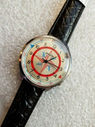 Vintage Mechanical Wristwatch Raketa Compass Wind Rose Ussr Soviet Watch 2609