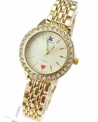 Armbanduhr Damen Gold Kurren Frauen Uhr Analog 916