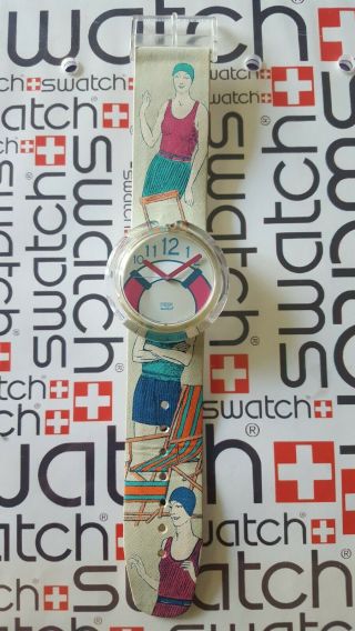 Swatch The Life Saver PWK180 1993 Pop 39mm Textile Over Leather 2