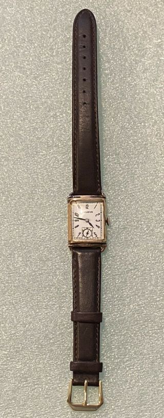 Vintage 1942 BULOVA Mens 14K Gold Filled Watch 7AP 21 Jewels Brown Leather Strap 3