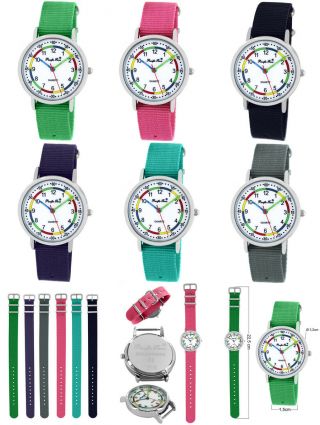 Kinder Armband Uhr Lernuhr Mädchen Jungen Kids Wechselarmband Kinderuhren Textil