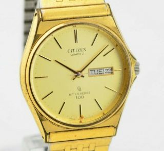 K051 Vintage Gold Citizen Cq Quartz Watch Kanji 4 - 211481 Jdm Japan 86.  2