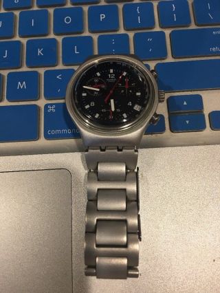 Pre - Owned Swatch Swiss Irony Aluminium Chronograph Watch Missing Bezel