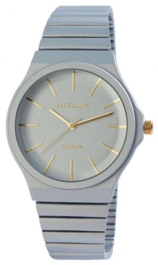 Damenuhr Quarz analog Armbanduhr edel matt metallic Blau Gold 1800173 Excellanc 2