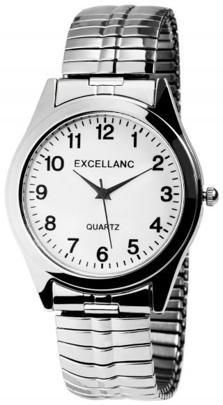 Excellanc Herrenuhr Weiß Silber Analog Metall Zugband Armbanduhr X270022000001