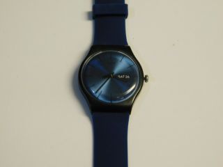 Swatch Watch Large Face Blue Day/date With Fresh Battery