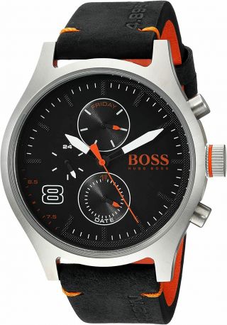 Nib Hugo Boss 1550020 Mens Amsterdam Quartz Watch & Leather Calfskin Strap