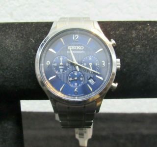 Seiko Chronograph Wrist Watch Stainless Case & Band 8t63 - 00m0 - Mh