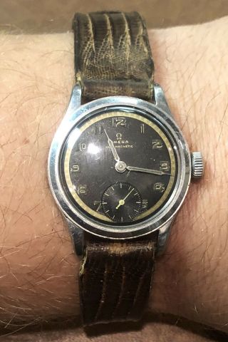 Vintage Omega Military Black Dial 19j Men’s Watch Silver Tone 32mm Ww2