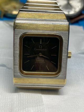 Vintage Omega Constellation Mens Watch Automatic Inlaid 14k Gold Link