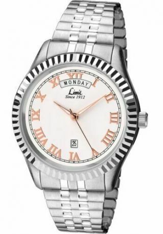 Limit Classic Gents White Dial Stainless Steel Expander Watch 5515